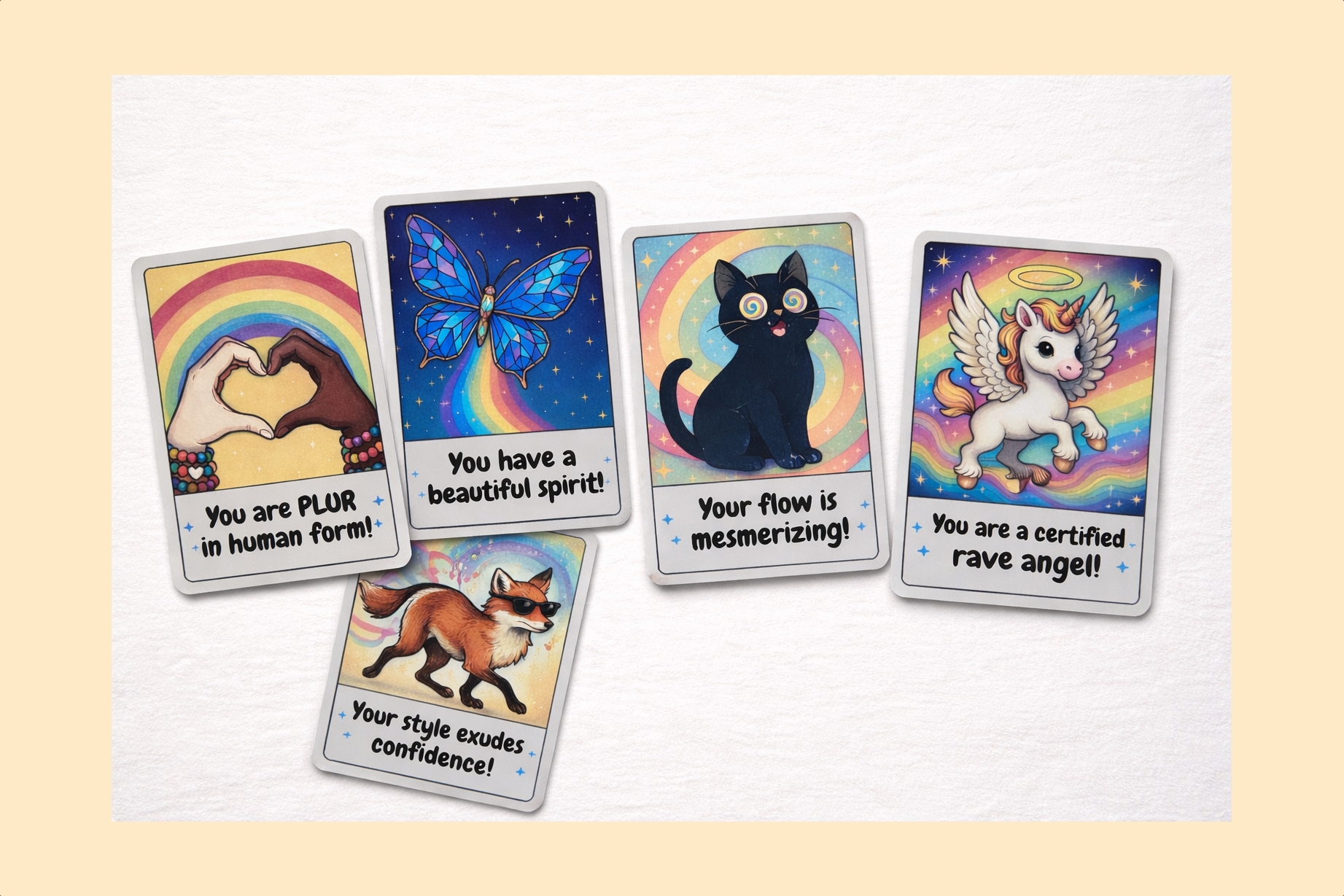 Several Glimmer Card fronts